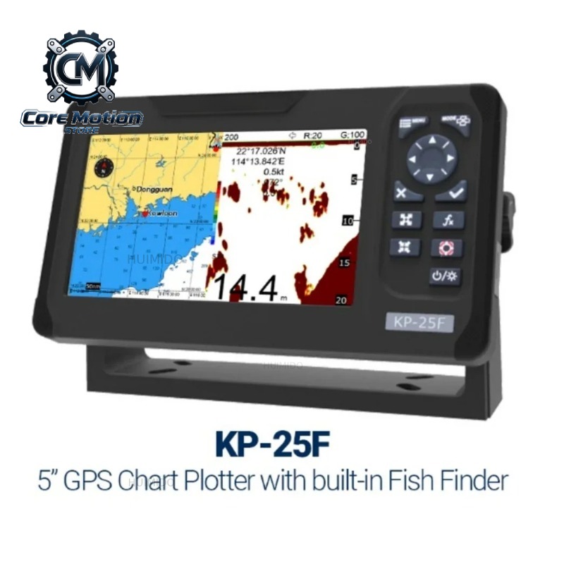 Fish Finder Transducer 200Khz - KP-25F Multifunctional Marine Chartplotter with Built-in