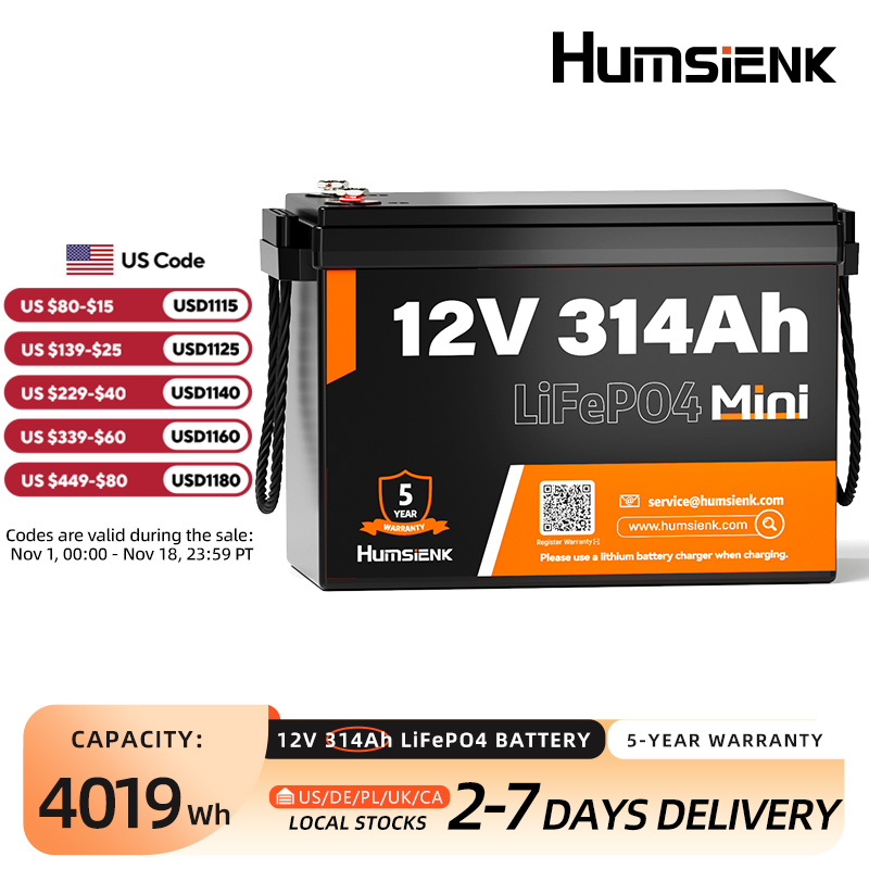 Fish Finder Battery 12V - Humsienk 12V 314Ah MINI LiFePO4 Battery,
