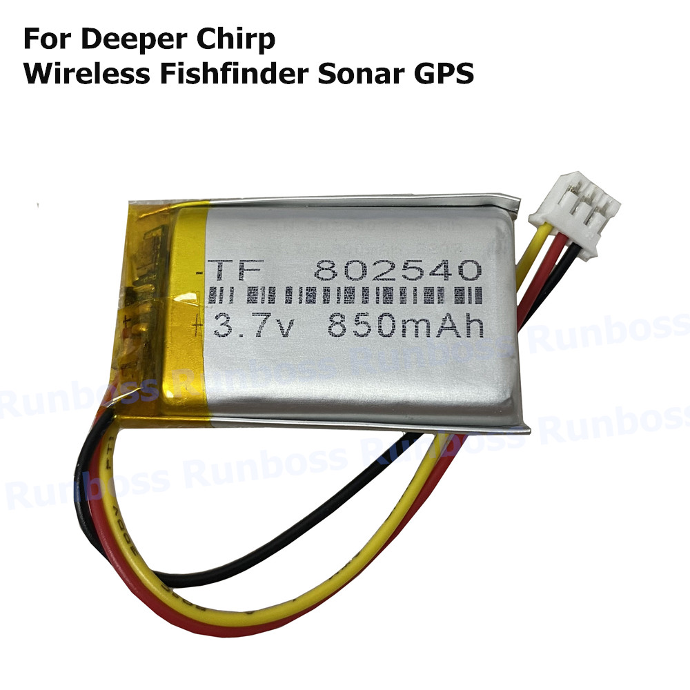 Chirp Sonar Fish Finder - New 3.7V 850mAh Li-Polymer Battery For