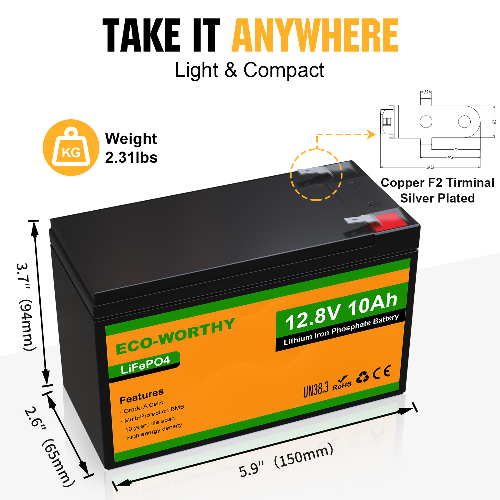 ECO-WORTHY 2 Pack 12V 10Ah LiF - Fish Finder Battery 12V ulasan dan harga