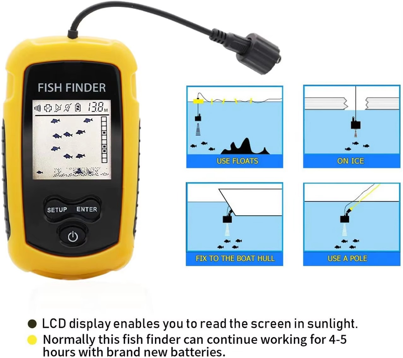 Alarm 100M Portable Sonar Fish - Fish Finder Transducer 200Khz ulasan dan harga
